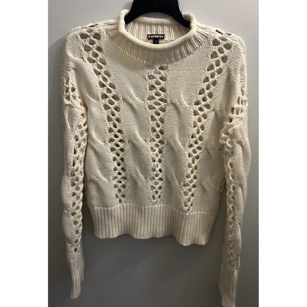 Express Knit sweater cream md NWT cottage core Boho Classic